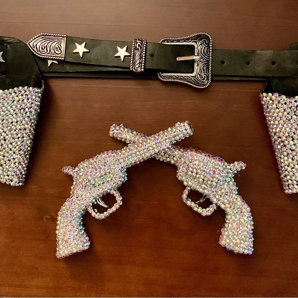Handmade Custom Barbie Rhinestone Space Cowboy Western Guns and Holsters Belt - Picture 4 of 7